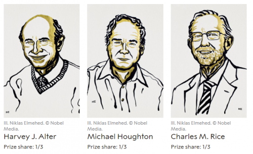 올해 노벨 생리의학상을 수상한 하베이 J. 알터, 마이클 호튼, 찰스 M. 라이스(외쪽부터) (사진=노벨상 웹사이트 캡처)